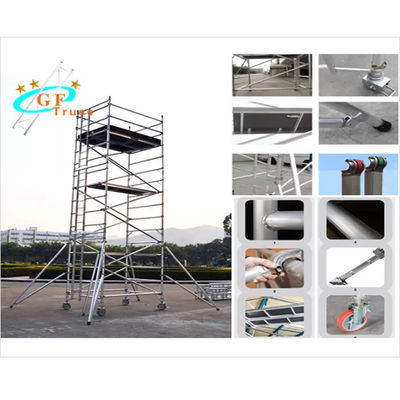 Altura de aluminio de la plataforma de la torre de andamio del OEM los 6m con los soportes